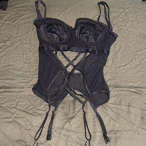 Garage Black Lace-Up Bodysuit